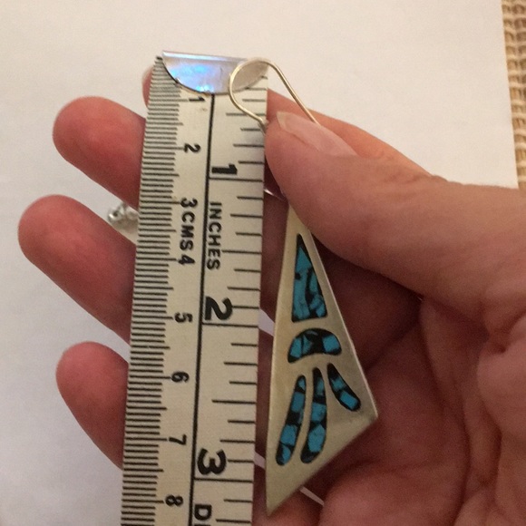 Inlay turquoise sterling silver earrings - Picture 6 of 6